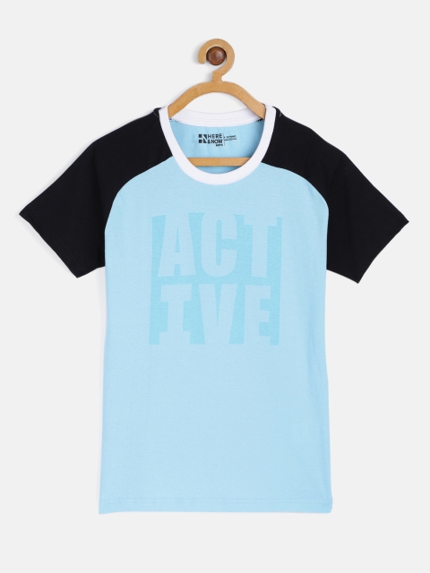 

HERE&NOW Boys Blue & Black Typography Printed T-shirt