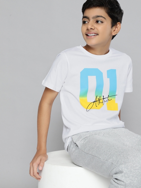 

HERE&NOW Boys White Typography Pure Cotton Printed T-shirt