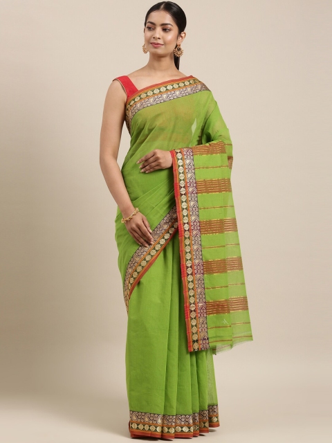 

The Chennai Silks Green & Red Pure Cotton Chettinad Saree