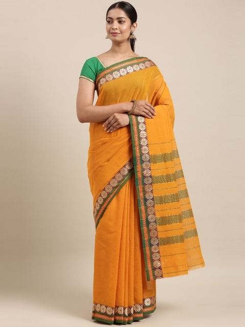 

The Chennai Silks Yellow & Green Pure Cotton Fusion Chettinad Saree