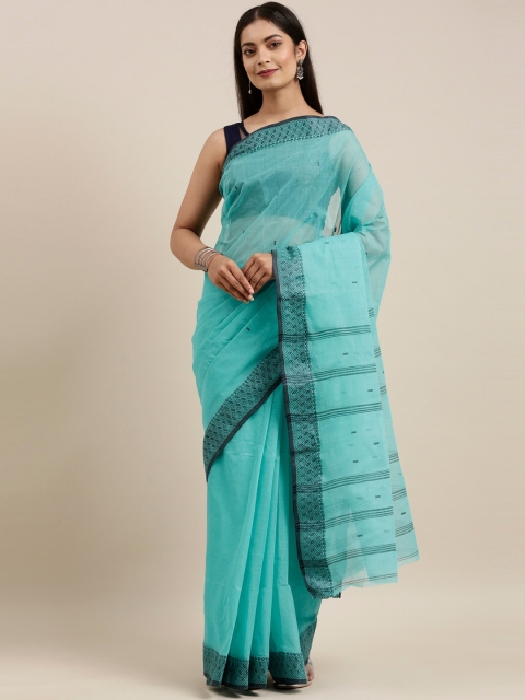 

The Chennai Silks Green & Black Woven Design Pure Cotton Fusion Taant Saree