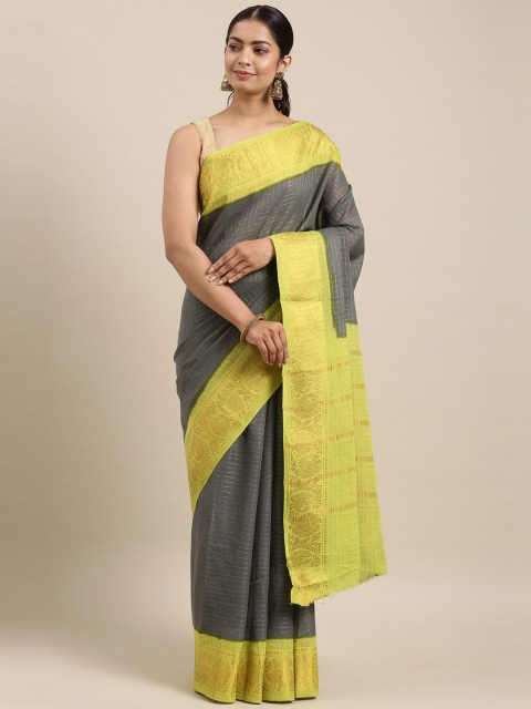 

The Chennai Silks Grey & Green Checked Pure Cotton Sungudi Saree