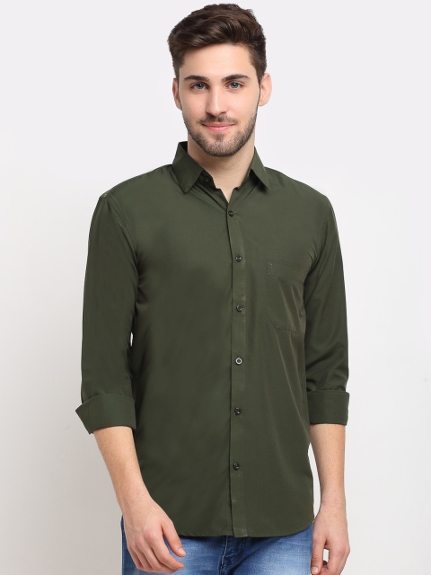 

JAINISH Men Olive Green Opaque Casual Shirt
