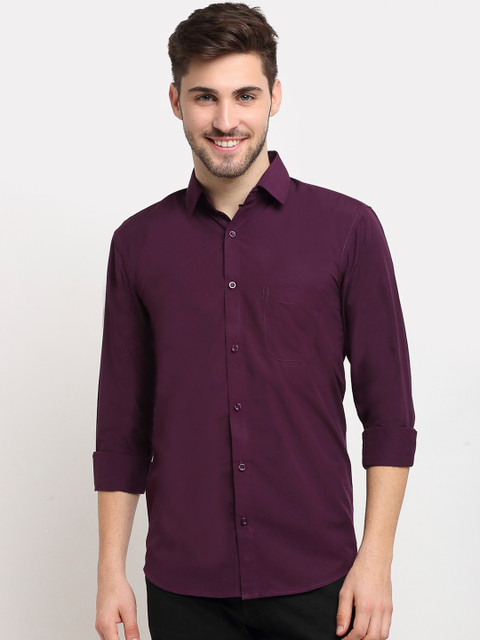 

JAINISH Men Purple Opaque Pure Cotton Casual Shirt