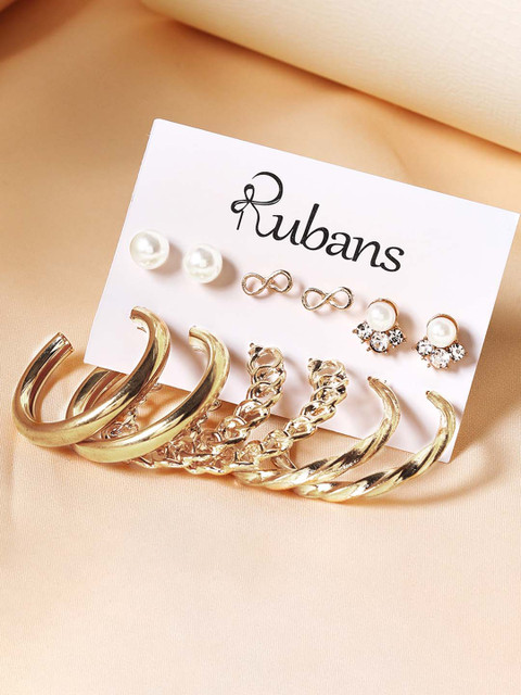 

TOKYO TALKIES X rubans FASHION ACCESSORIES Gold-Toned Contemporary Studs Earrings