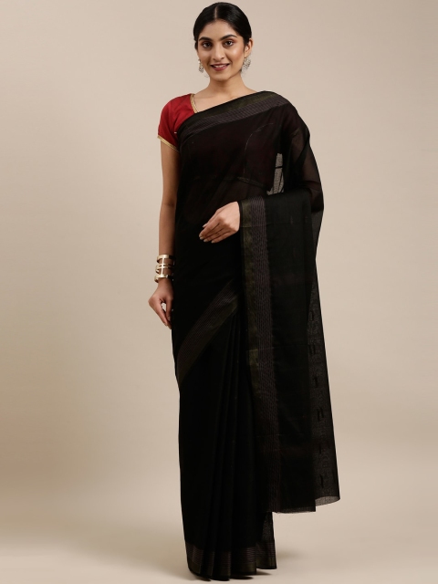 

The Chennai Silks Black Striped Border Pure Cotton Saree