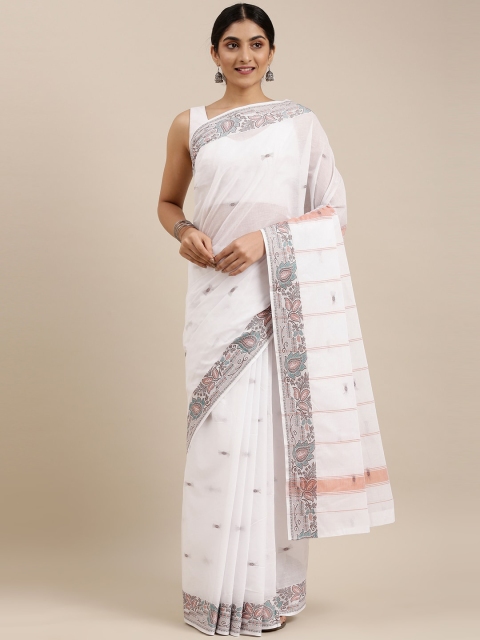 

The Chennai Silks Off White & Blue Woven Design Pure Cotton Saree