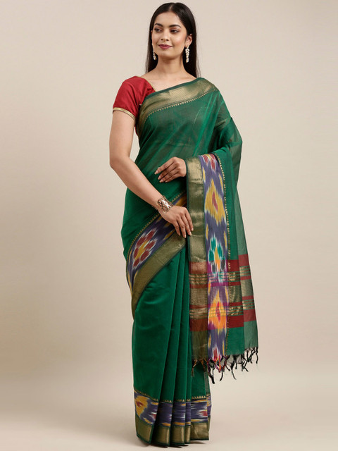 

The Chennai Silks Green & Maroon Ethnic Motifs Pure Cotton Saree