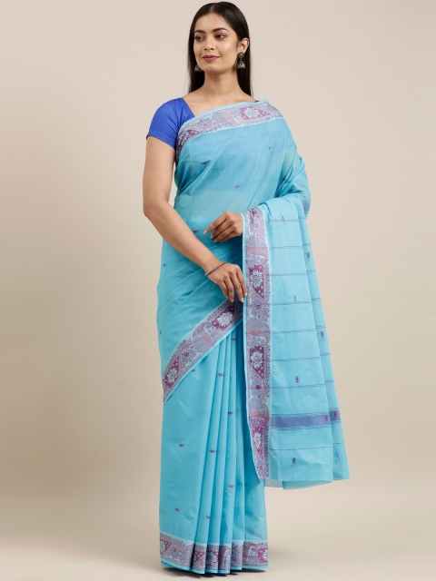 

The Chennai Silks Blue & Pink Ethnic Motifs Pure Cotton Saree