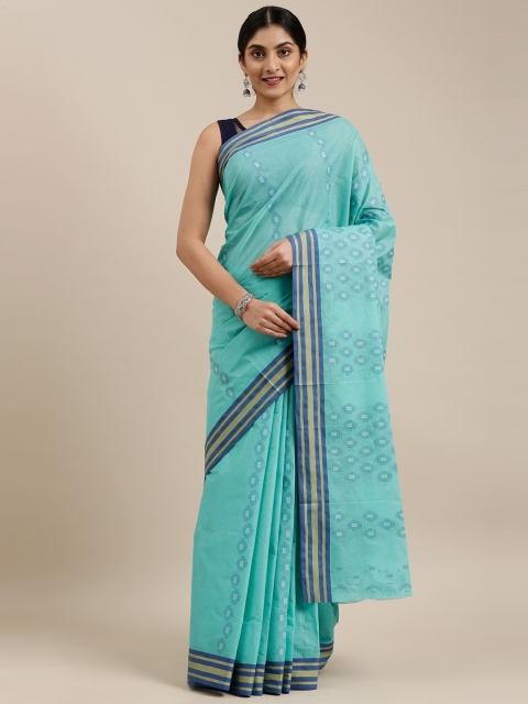 

The Chennai Silks Green & Black Floral Pure Cotton Saree