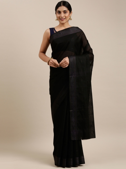 

The Chennai Silks Black Cotton Saree