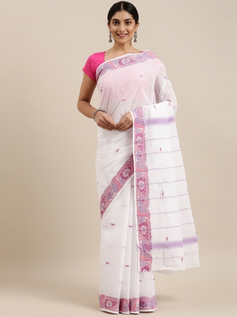 

The Chennai Silks Off White & Purple Woven Design Pure Cotton Saree