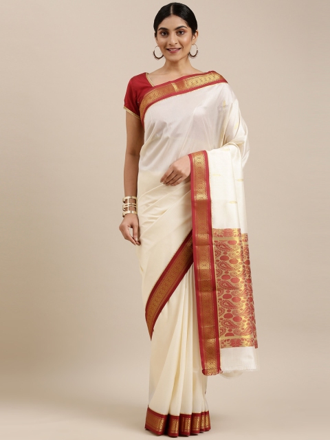 

The Chennai Silks Off White Art Silk Saree