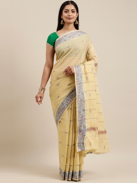 

The Chennai Silks Beige & Grey Ethnic Motifs Pure Cotton Saree