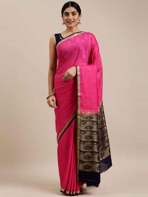 

The Chennai Silks Pink & Black Paisley Saree