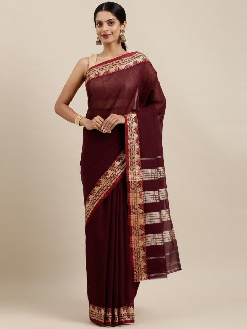 

The Chennai Silks Maroon & Gold-Toned Pure Cotton Saree