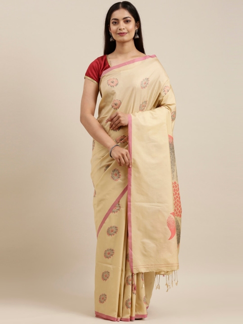 

The Chennai Silks Beige & Pink Woven Design Art Silk Saree