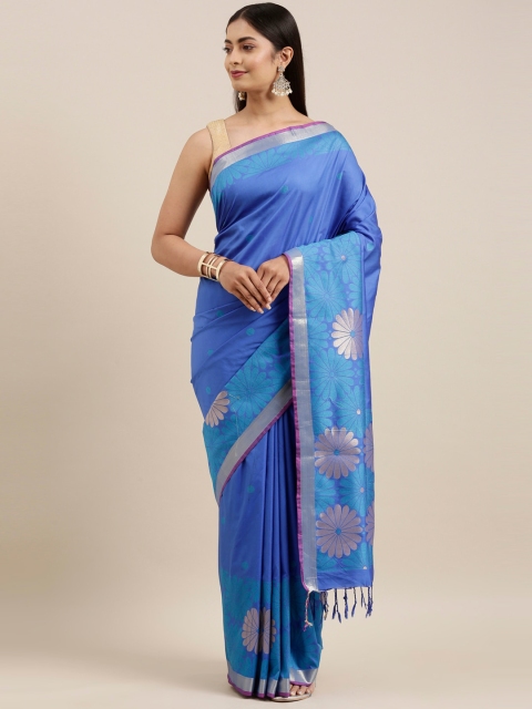 

The Chennai Silks Blue & Gold-Toned Art Silk Saree