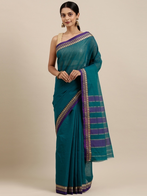 

The Chennai Silks Green & Turquoise Blue Pure Cotton Saree