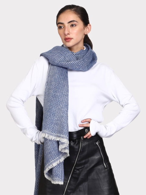

WEAVERS VILLA Women Blue & White Woven Design Stole