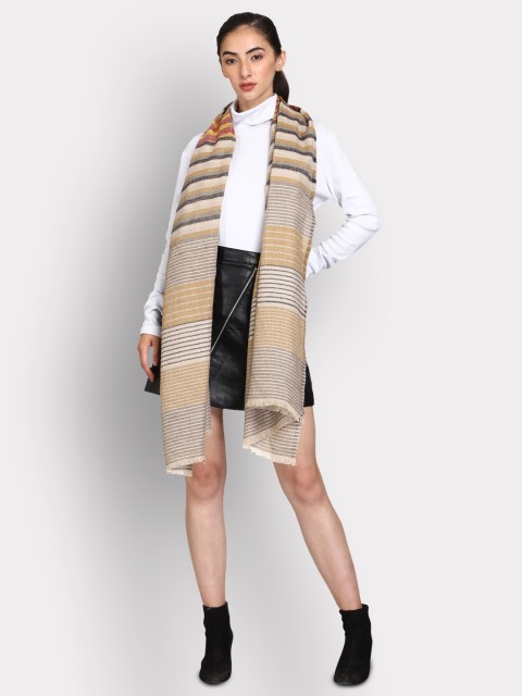 

WEAVERS VILLA Women Beige & Black Striped Stole