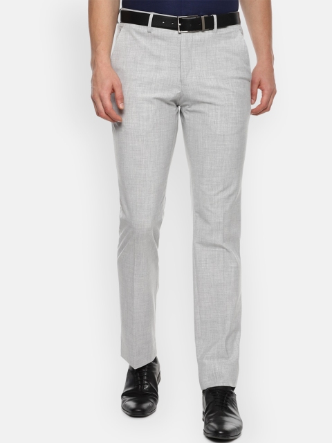 

Louis Philippe Men Grey Textured Slim Fit Formal Trousers