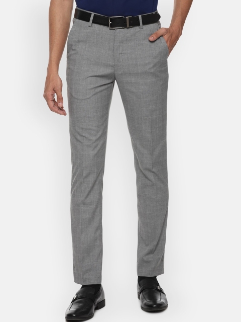 

Louis Philippe Men Grey Textured Slim Fit Formal Trousers