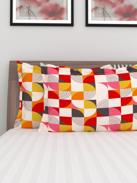 

Home Centre Set Of 2 White & Red Printed Pillow Cover
