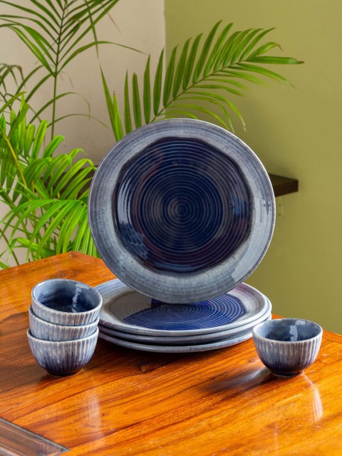 

ExclusiveLane Blue Set of 8 Ceramic Glossy Dinner Set