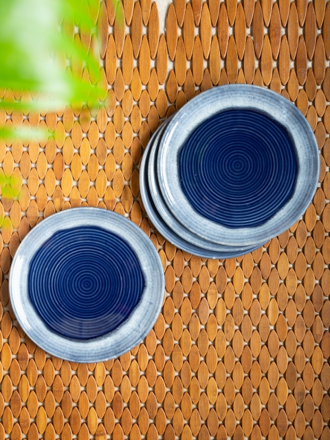 

ExclusiveLane Blue & Off White Set of 4 Ceramic Dinner Plates