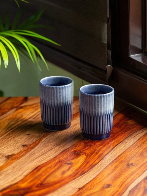 

ExclusiveLane Set Of 2 Blue Solid Ceramic Glossy Cups