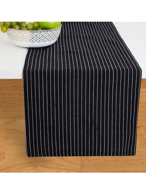 

Home Centre Set of 2 Black Spinel Striped Cotton Table Runners
