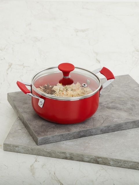 

Home Centre Red & Transparent Solid Casserole With Lid