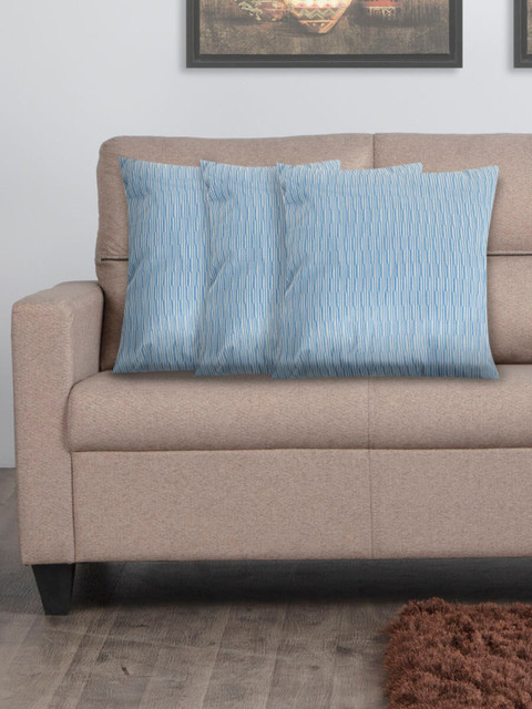 

Home Centre Set of 3 Blue Textured Cushions