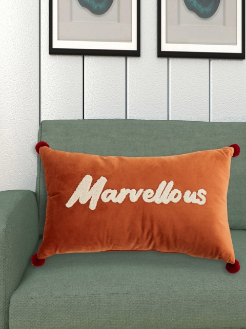 

Home Centre Orange Velvet Patterned Filled Rectangle Cushion