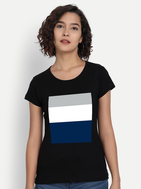 

BE AWARA Women Black Colourblocked T-shirt