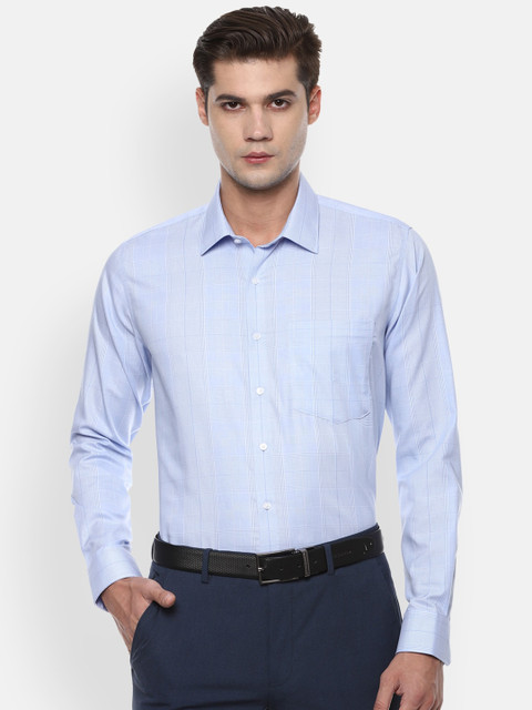 

Van Heusen Men Blue Slim Fit Opaque Checked Casual Shirt