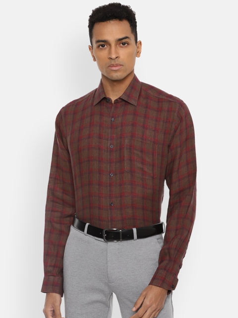 

Van Heusen Men Maroon Opaque Checked Formal Shirt