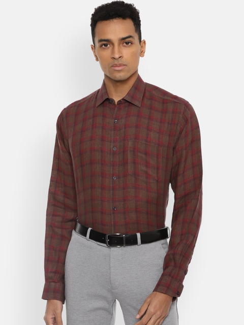 

Van Heusen Men Maroon & Brown Checked Formal Shirt