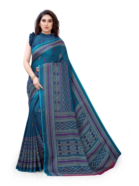 

KALINI Blue Ethnic Motifs Jute Cotton Saree