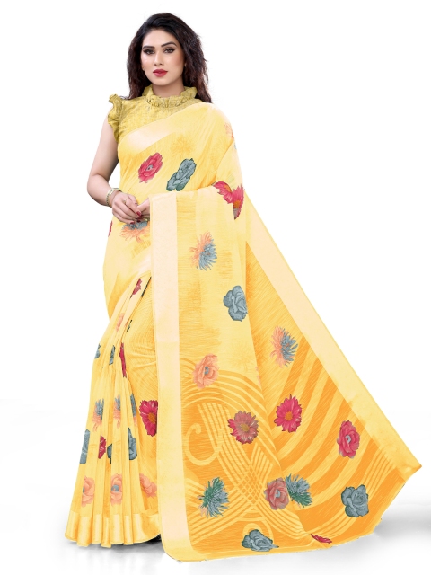 

KALINI Yellow & Red Floral Bagh Saree