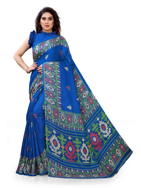 

KALINI Blue & Green Jute Cotton Saree