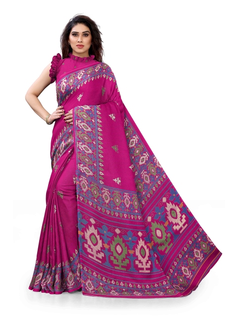 

KALINI Pink & Blue Jute Cotton Saree