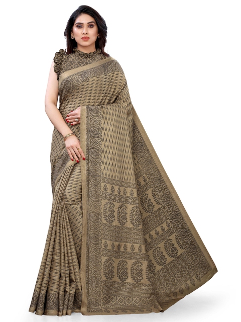 

KALINI Beige & Grey Silk Blend Saree