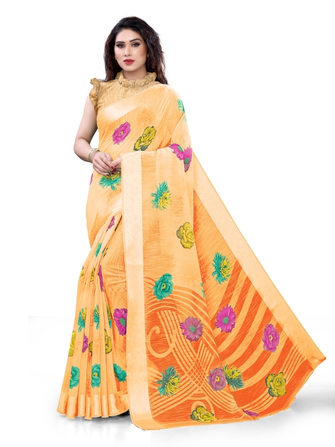 

KALINI Orange & Magenta Floral Bagh Saree