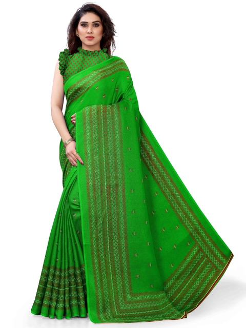 

KALINI Green & Red Jute Cotton Saree