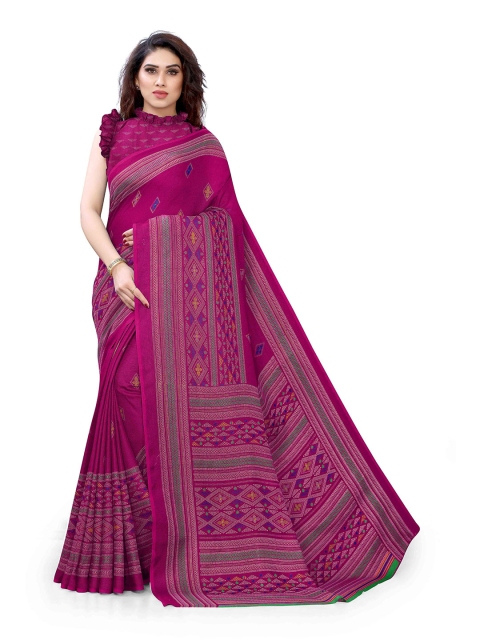 

KALINI Pink & Blue Jute Cotton Saree