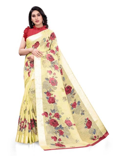 

KALINI Yellow & Red Floral Bagh Saree