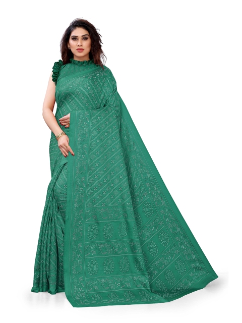 

KALINI Teal & White Silk Blend Saree
