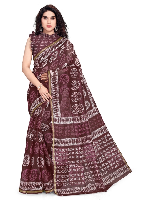 

KALINI Maroon & White Saree